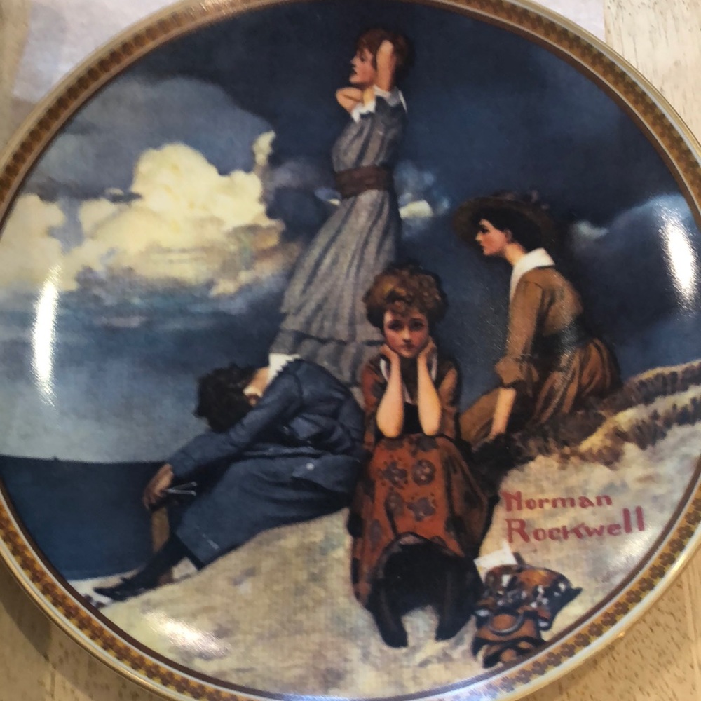 Knowles collectible plate Norman Rockwell “waiting on the shore”.